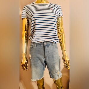 Mossimo Supply Co. Light Blue Women's Distressed Relaxed Jean Shorts, Size 14/32